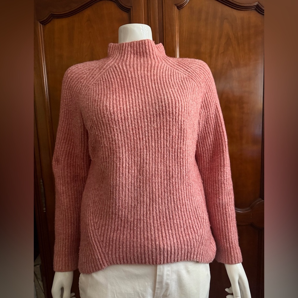 Madewell Dusty Rose Ribbed Turtleneck Sweater